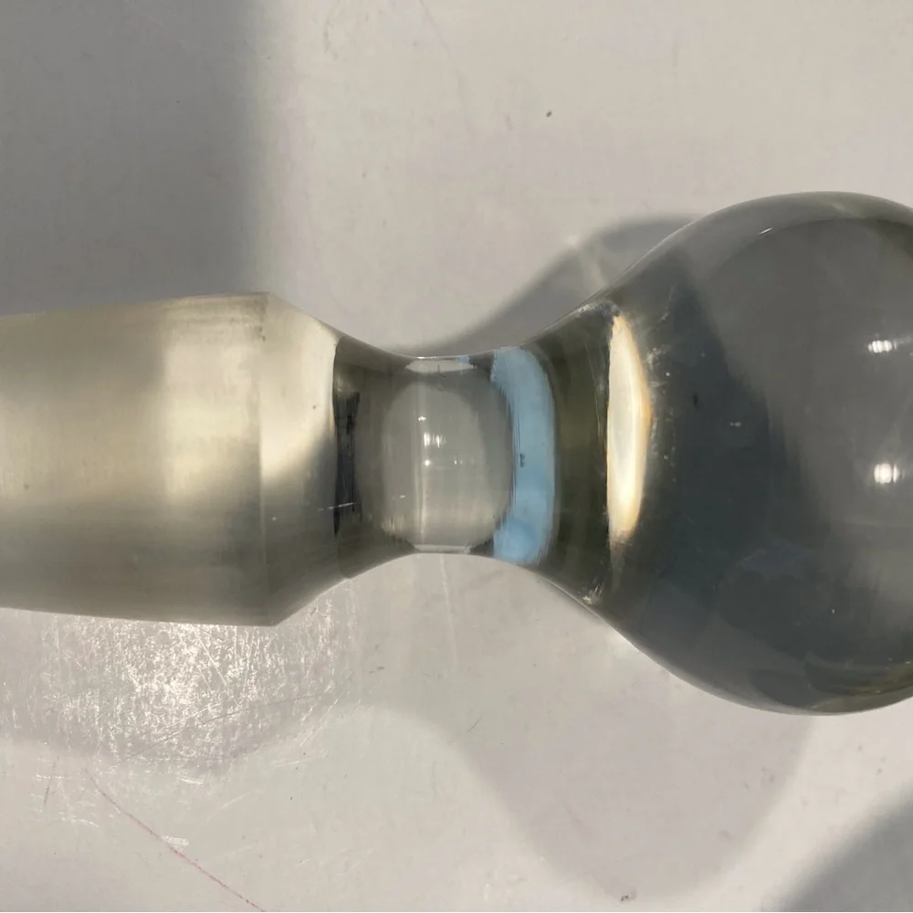 Bulbous Wine Decanter Stripes Bulbous Stopper Crystal Heavy Wide Base No Chips